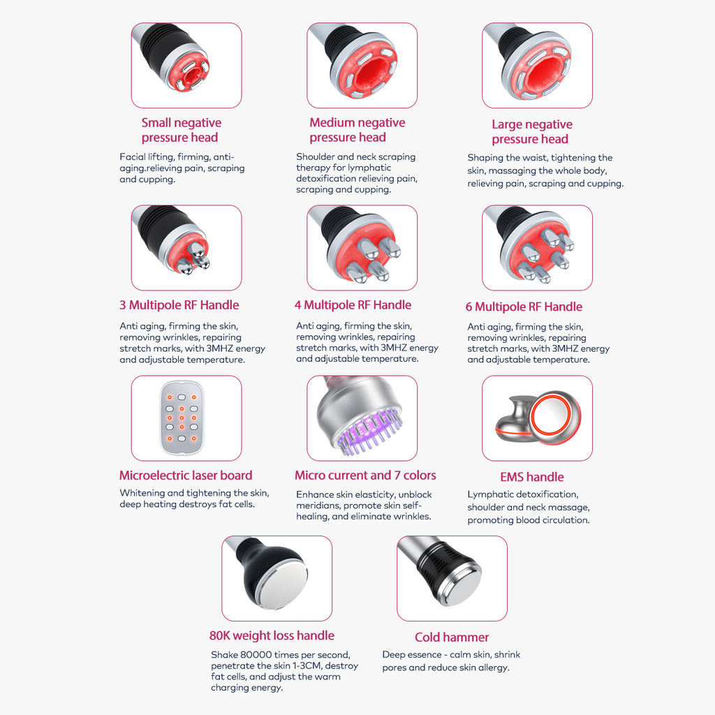 SQ154D Max 11-in-1 80K Ultrasonic Cavitation & RF Machine with Laser + Microcurrent Pads