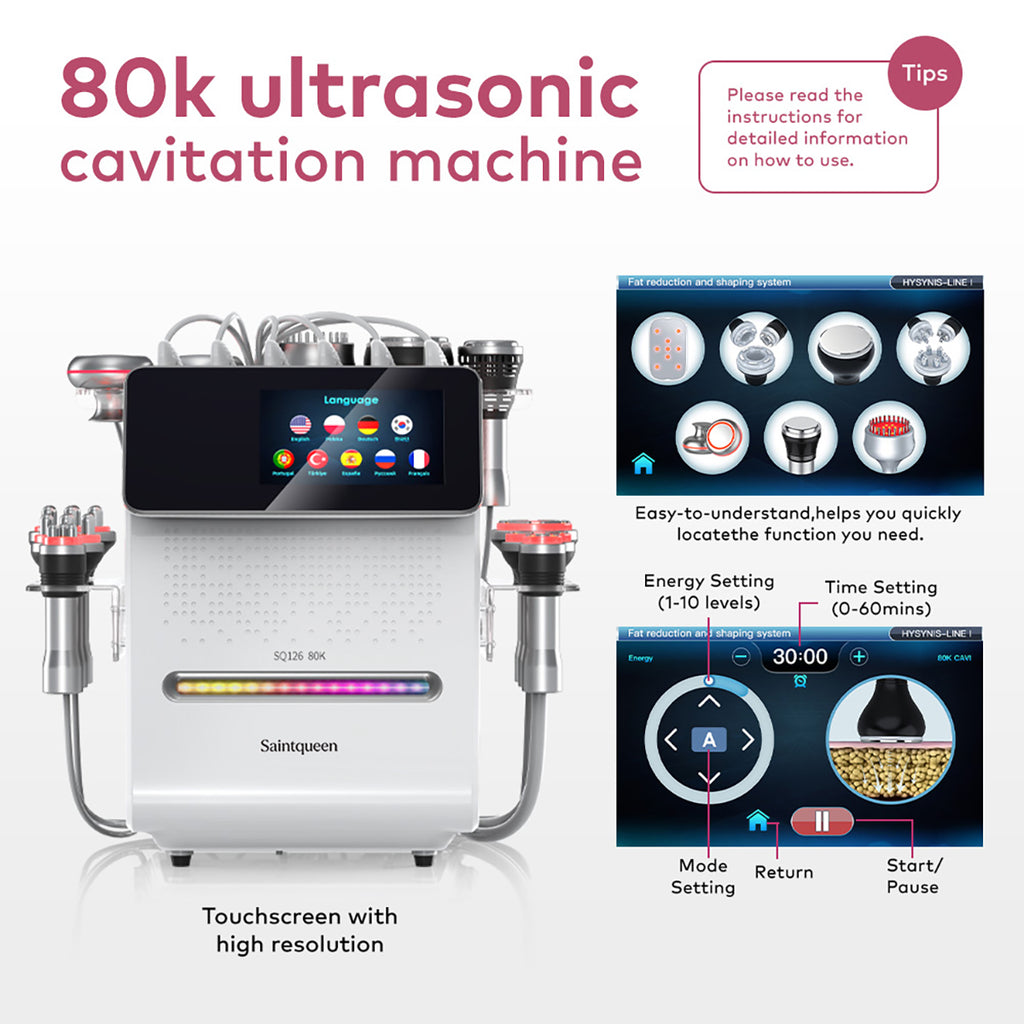 SQ126A Max 11-in-1 80K Ultrasonic Cavitation & RF Machine with Laser Pads