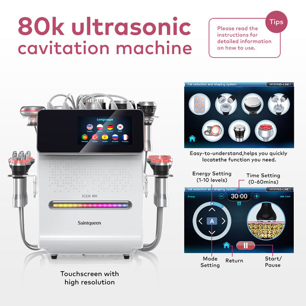 SQ126A Max 11-in-1 80K Ultrasonic Cavitation & RF Machine with Laser Pads