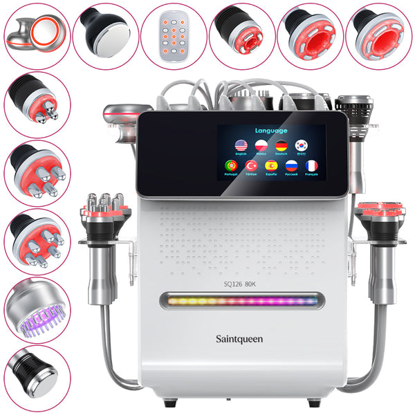 SQ126B Max 11-in-1 80K Ultrasonic Cavitation & RF Machine with Laser + Microcurrent Pads