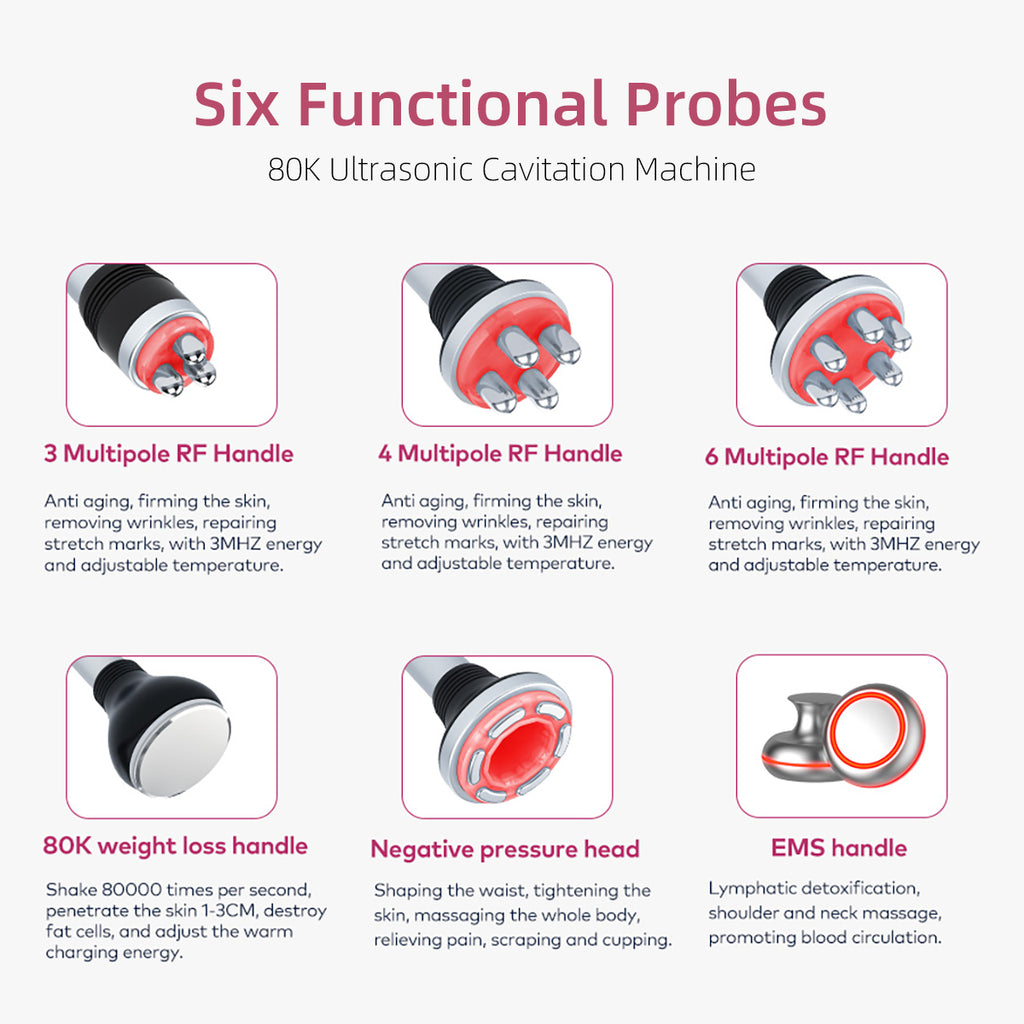 SQ148B Pro 6-in-1 80K Ultrasonic Cavitation & RF Machine