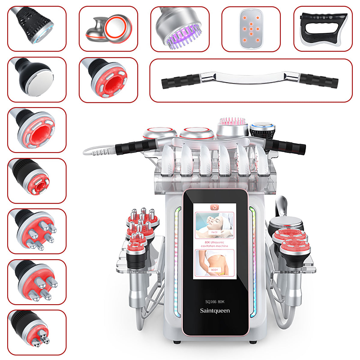 SQ166 Ultra 13-in-1 80K Ultrasonic Cavitation & RF Machine with Laser Board