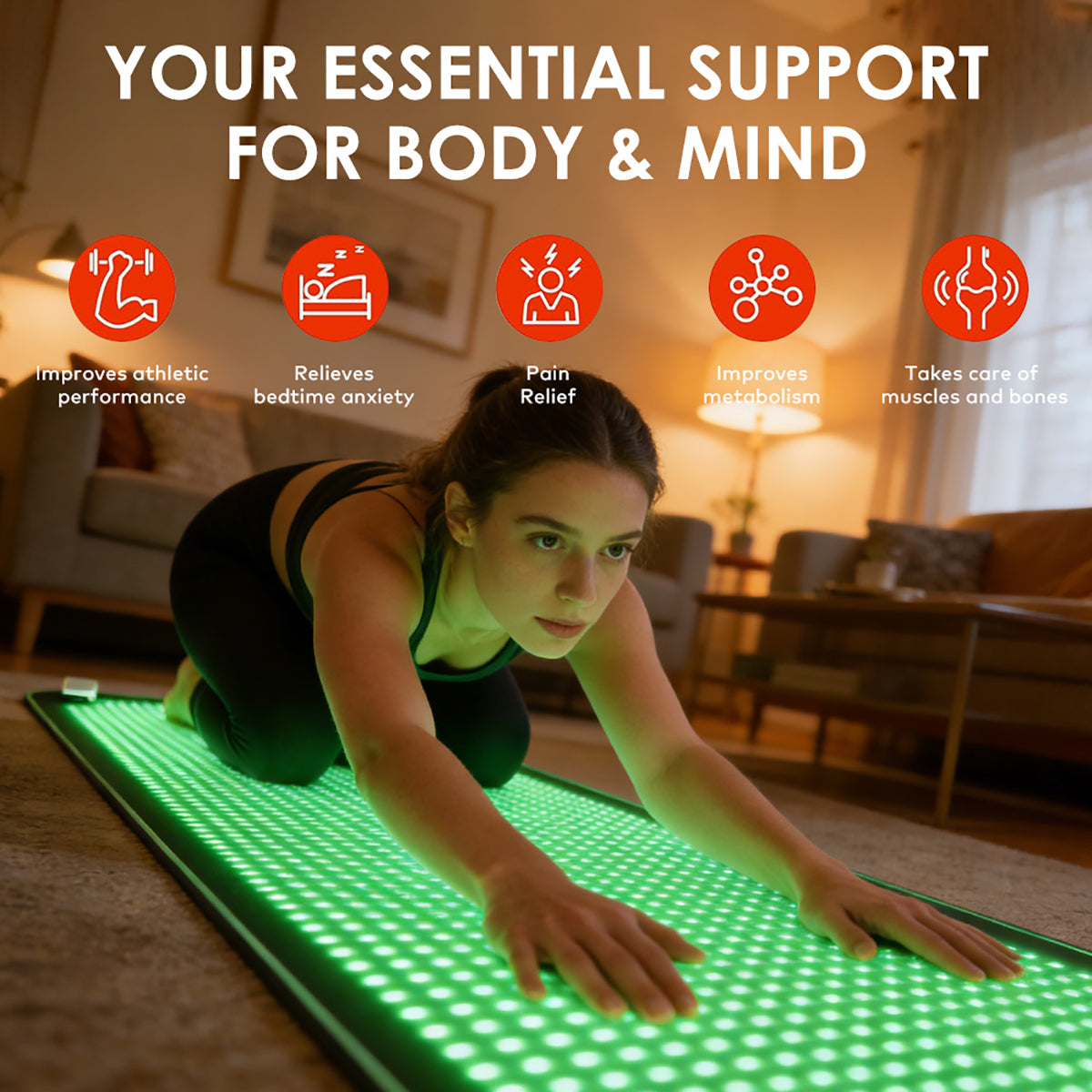 SQ190 1,344-LED Red, Green, Blue & Near-Infrared Light Therapy Mat