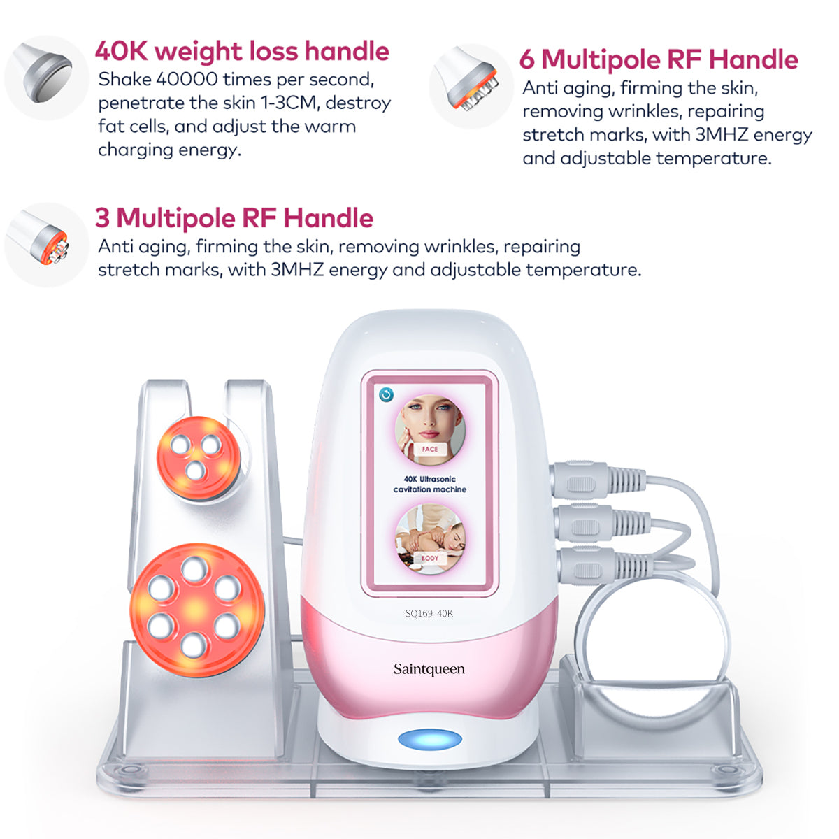 SQ169 Basic, 3in1 40K Ultrasonic Cavitation Body Sculpting Machine | Tripolar 6-Pole RF for Face Anti-Aging, Wrinkle Reduction, Body & Skin Firming Home Beauty Equipment Secondary image