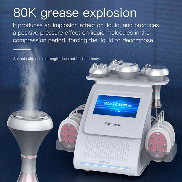 SQ85B Pro 6-in-1 80K Ultrasonic Cavitation & RF Machine with Laser + Microcurrent Pads