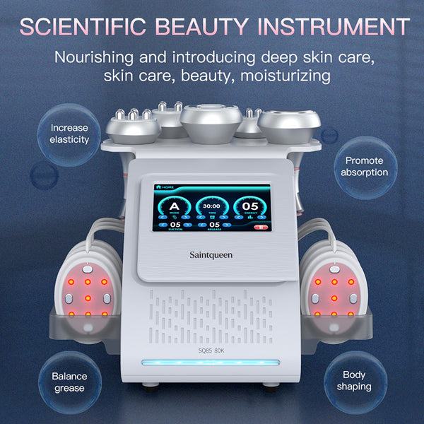 SQ85B Pro 6-in-1 80K Ultrasonic Cavitation & RF Machine with Laser + Microcurrent Pads