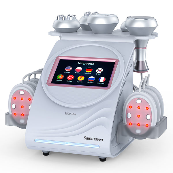 SQ90B Pro 6-in-1 80K Ultrasonic Cavitation & RF Machine with Laser + Microcurrent Pads