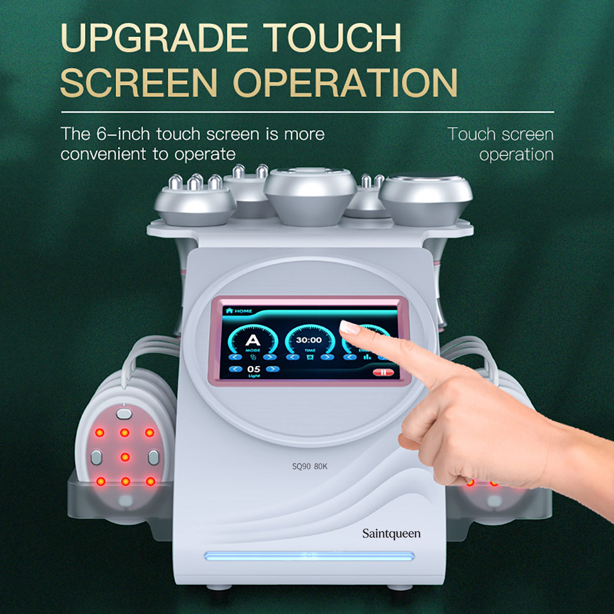 SQ90B Pro 6-in-1 80K Ultrasonic Cavitation & RF Machine with Laser + Microcurrent Pads