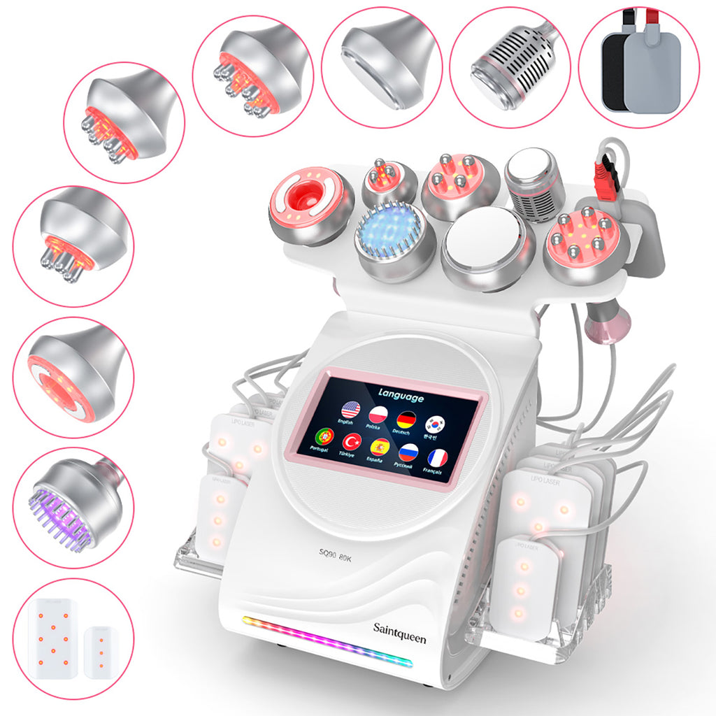 SQ90D Plus 9-in-1 80K Ultrasonic Cavitation & RF Machine with Laser Pads