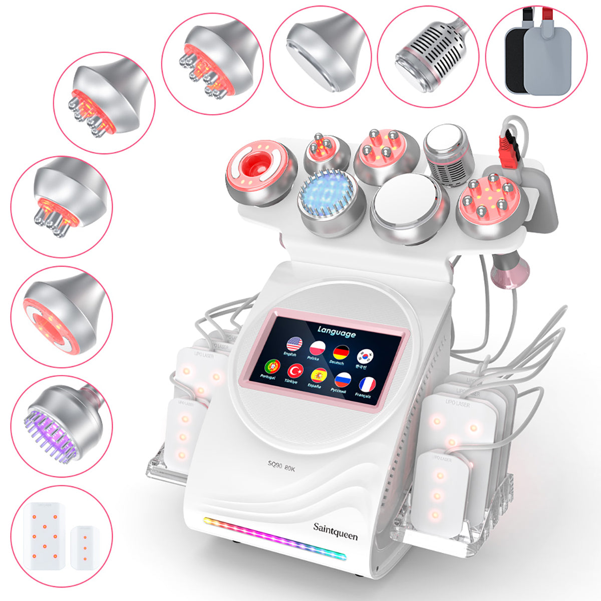 SQ90D Plus 9-in-1 80K Ultrasonic Cavitation & RF Machine with Laser Pads