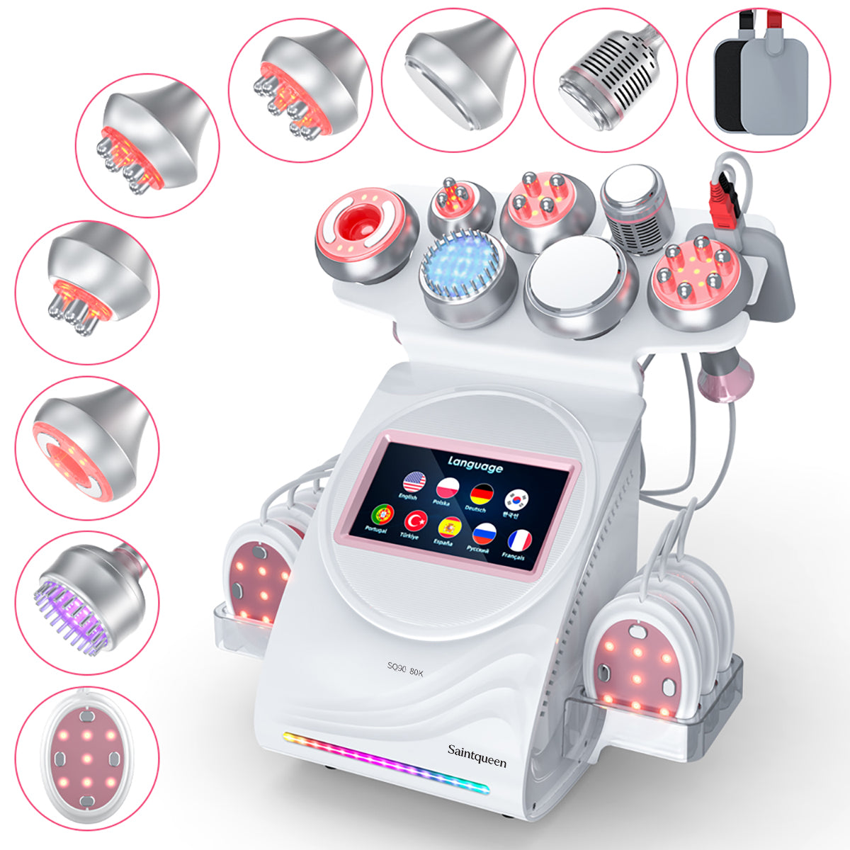 SQ90E Plus 9-in-1 80K Ultrasonic Cavitation & RF Machine with Laser + Microcurrent Pads Main image