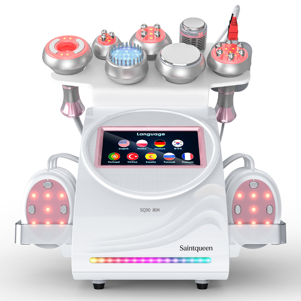 SQ90E Plus 9-in-1 80K Ultrasonic Cavitation & RF Machine with Laser + Microcurrent Pads