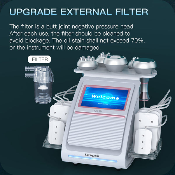 SQ92C Pro 6-in-1 80K Ultrasonic Cavitation & RF Machine with Laser Pads