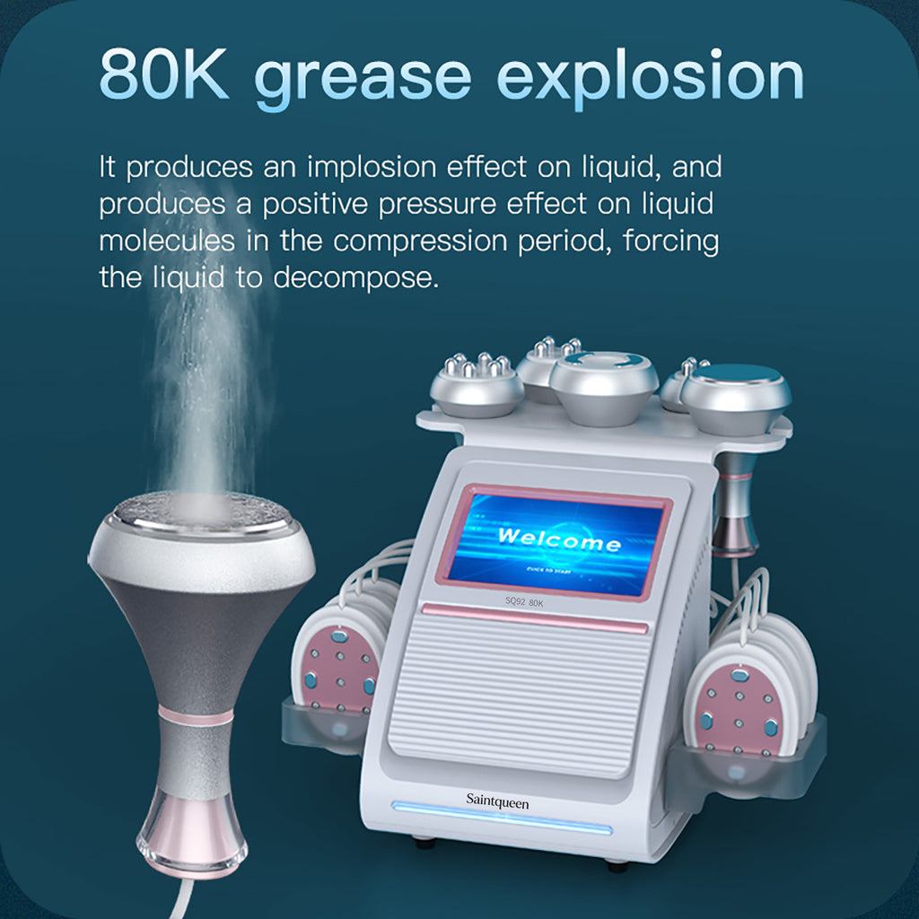 SQ92B Pro 6-in-1 80K Ultrasonic Cavitation & RF Machine with Laser + Microcurrent Pads