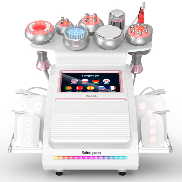 SQ92D Plus 9-in-1 80K Ultrasonic Cavitation & RF Machine with Laser Pads