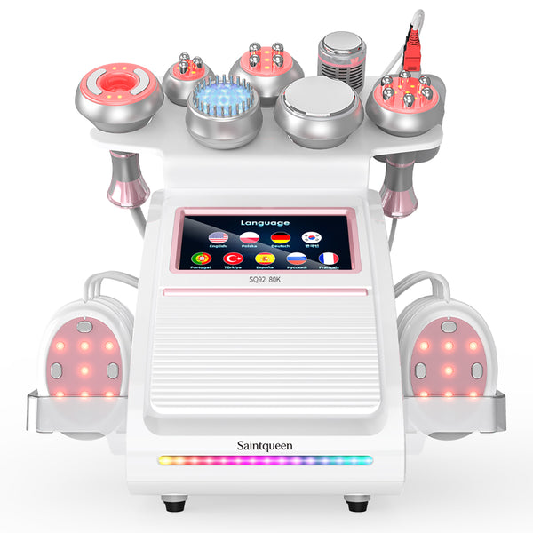 SQ92E Plus 9-in-1 80K Ultrasonic Cavitation & RF Machine with Laser + Microcurrent Pads