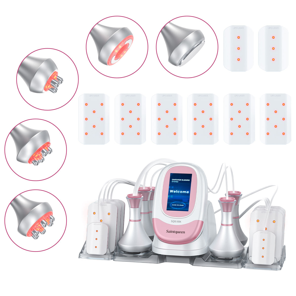 SQ95C Pro, 6in1 80K Cavitation Machine | Multi-Polar RF Vacuum Lipo Laser Body Sculpting Device, Face Lifting Skin Tightening Anti-Aging