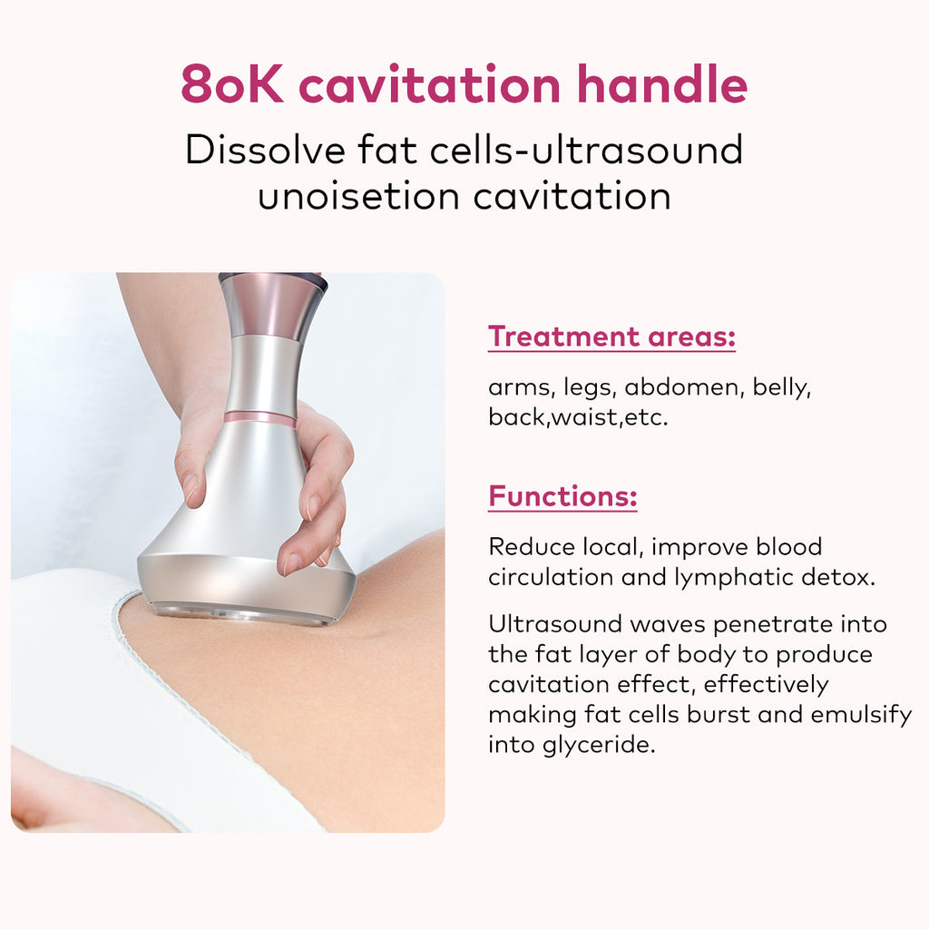 SQ95B Pro, 6in1 Multifunctional Body Sculpting Machine 80K Cavitation, Multi-Polar RF, Vacuum Massage & EMS Pads for Skin Lifting & Shaping