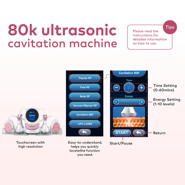 SQ96 Pro 6-in-1 80K Cavitation Machine with Oval Laser Pads