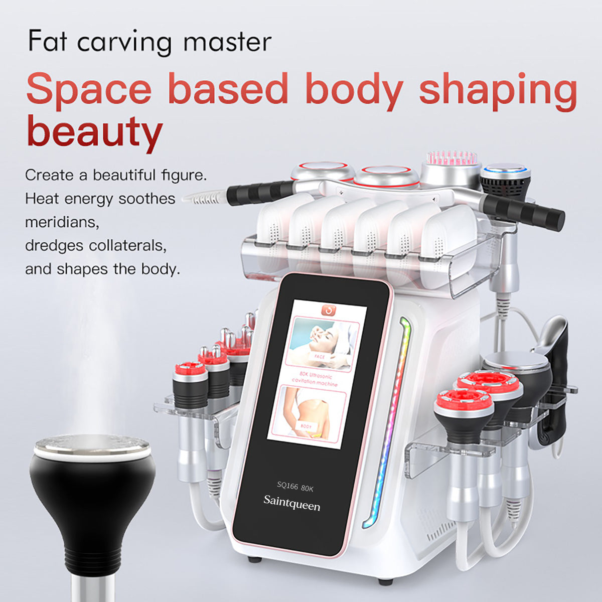 SQ166 Ultra 13-in-1 80K Ultrasonic Cavitation & RF Machine with Laser + Microcurrent Pads