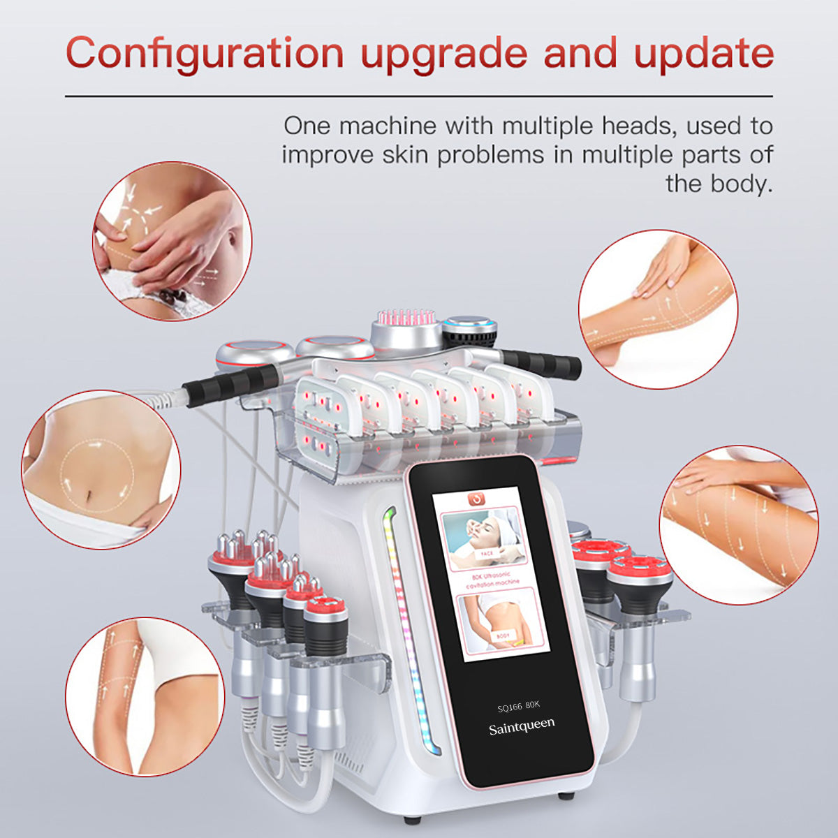 SQ166 Ultra 13-in-1 80K Ultrasonic Cavitation & RF Machine with Laser + Microcurrent Pads