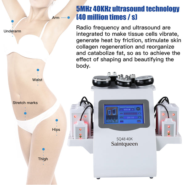 SQ48 Pro 6-in-1 40K Ultrasonic Cavitation & RF Machine with Laser Pads