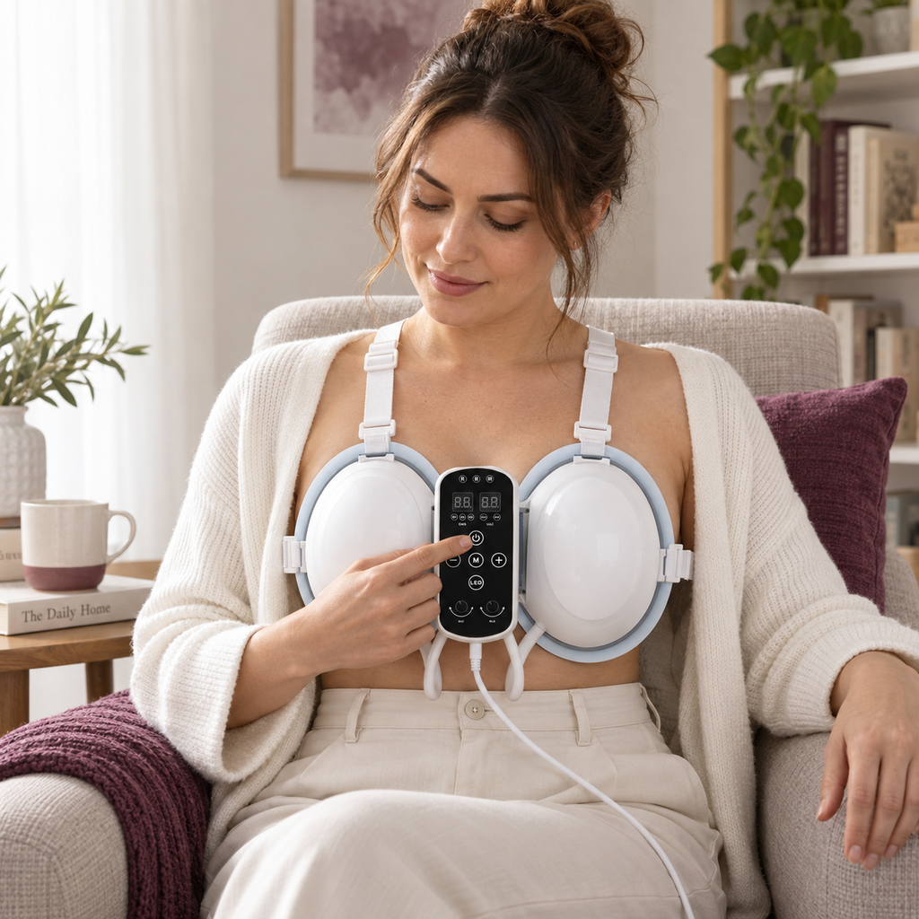 SQ141 wearable breast care with the power cable connected
